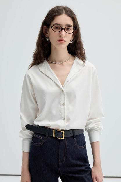 Korean Style White V-Neck Shirt