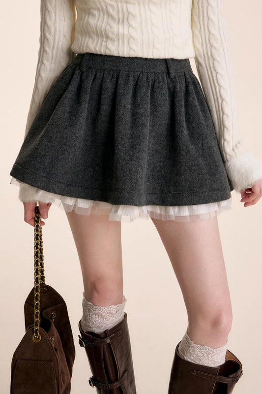 Wool Blend Patchwork Skirt