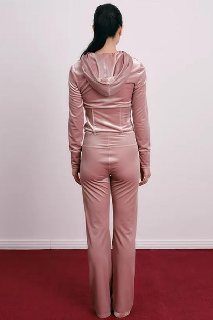 Velvet Embroidered Sweatshirt and Pants Set