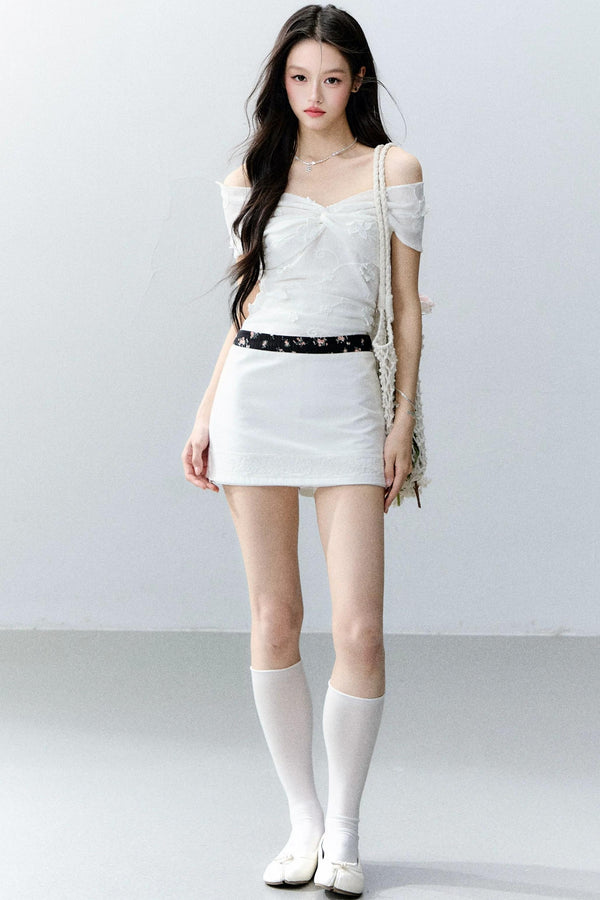 Moonlight Jacquard One-Shoulder Top Set-Up