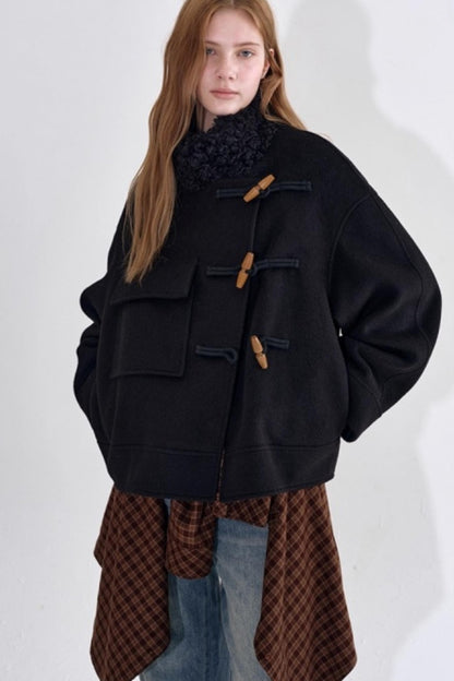 Wool Blend Fur Collar Coat