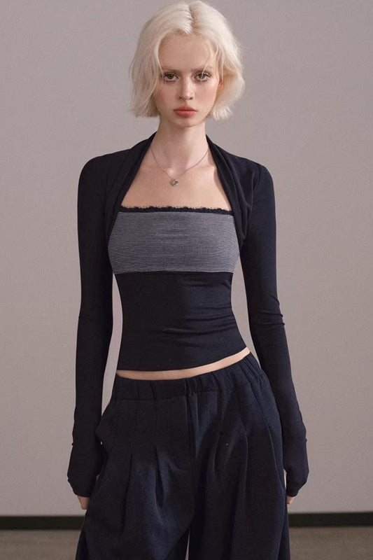 Color-Block Striped Tube Vest Top