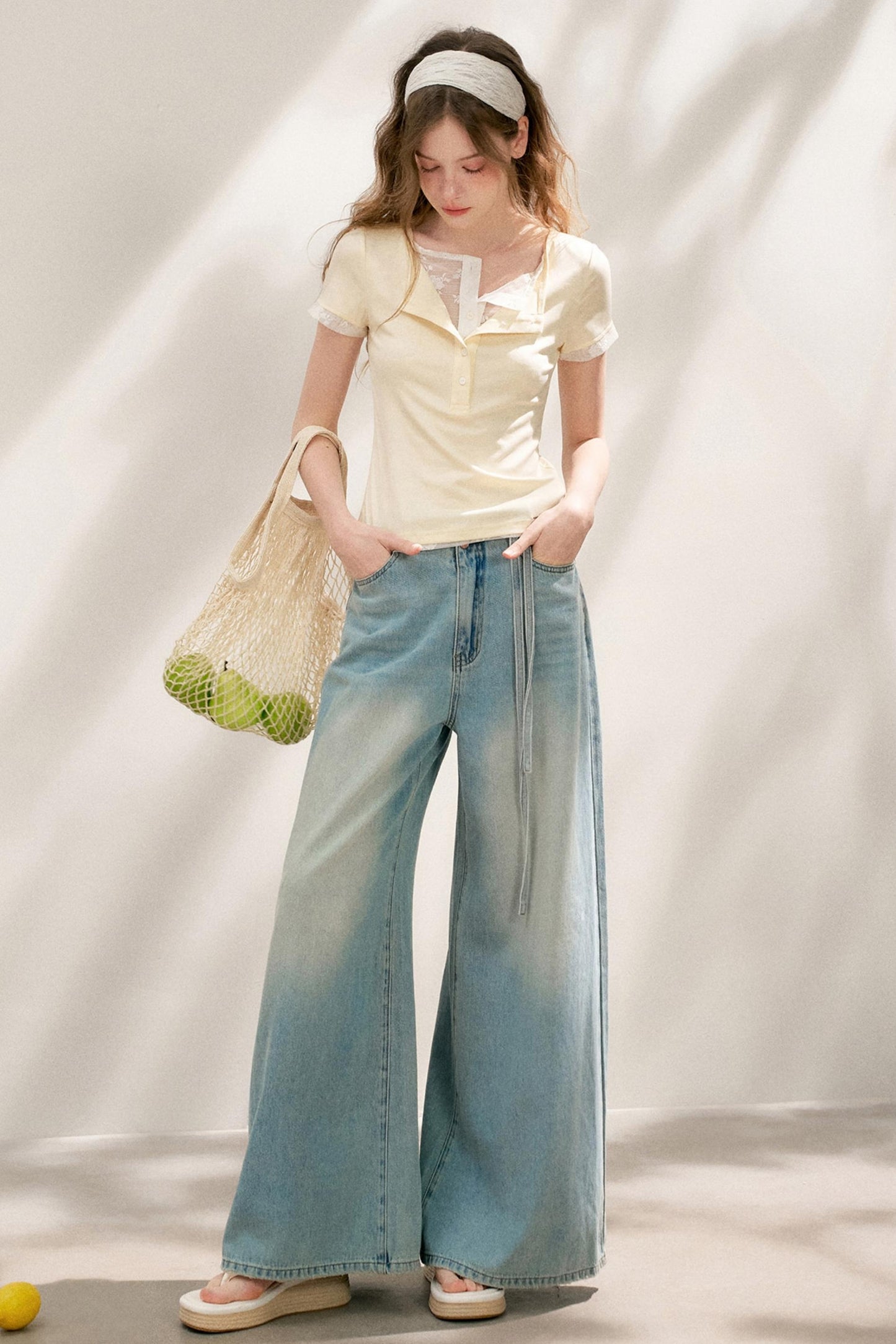 French Blue Wide-Leg Jeans