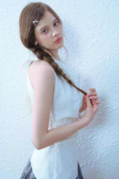 Beige Blue Swing Top