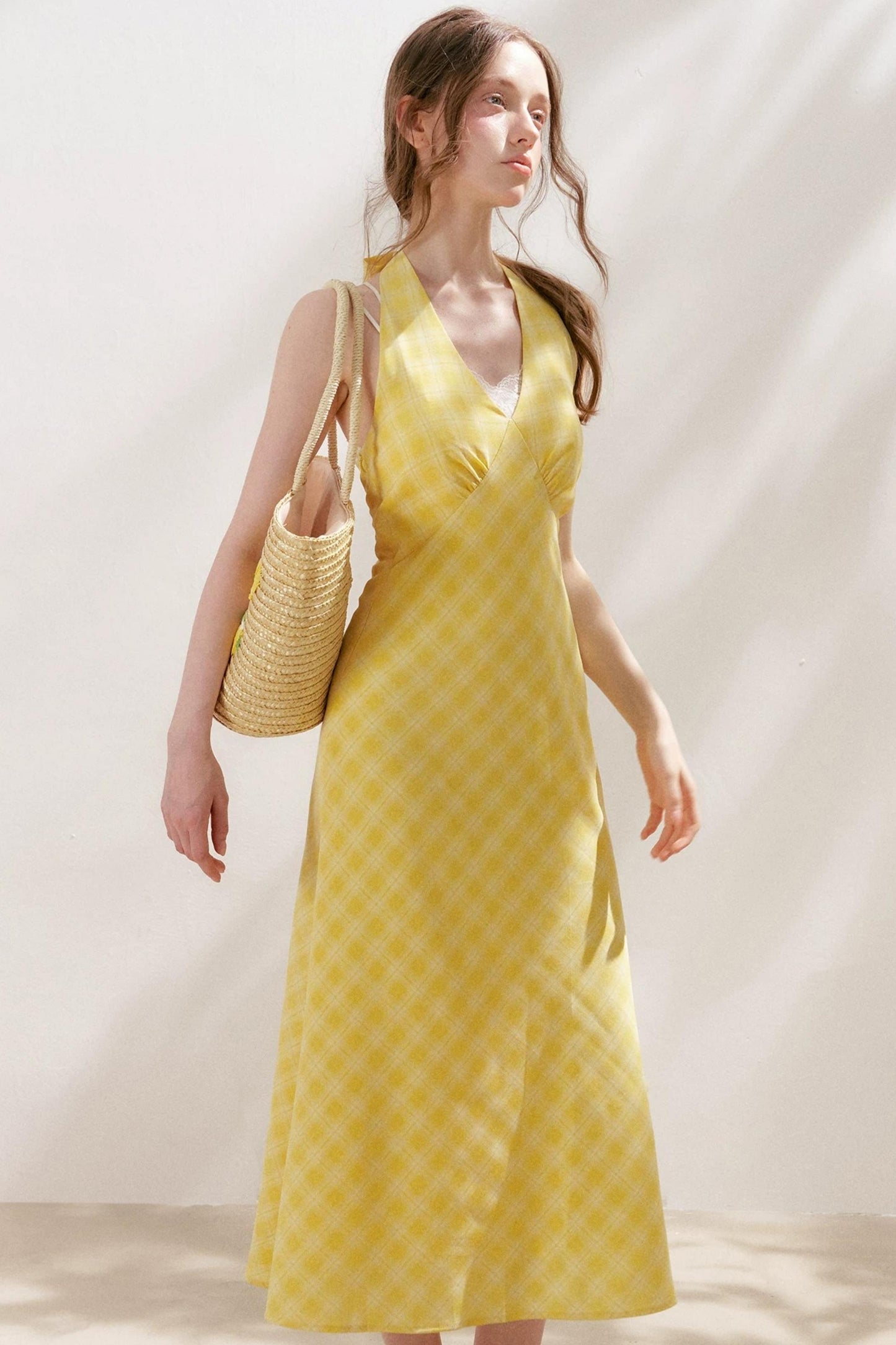 Staycation Plaid Halter Dress
