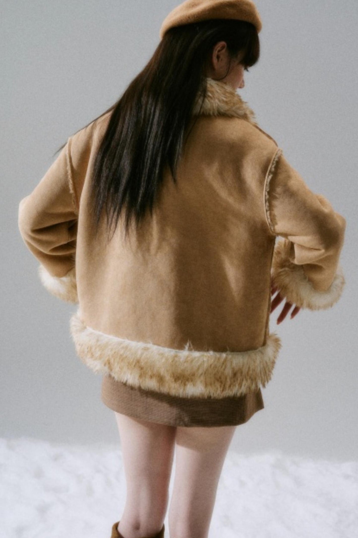 Eco-Friendly Fur Bow Coat