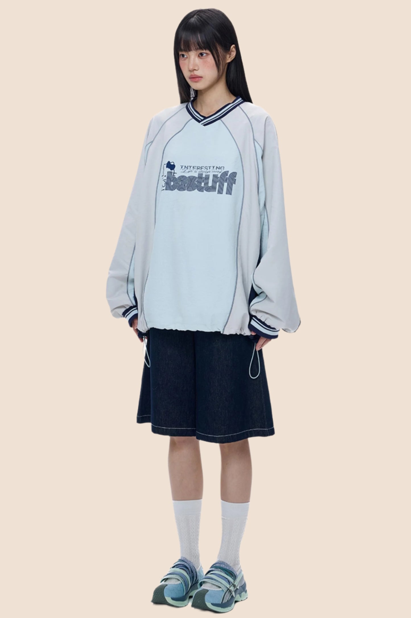 Monogram V-Neck Jersey Sweatshirt