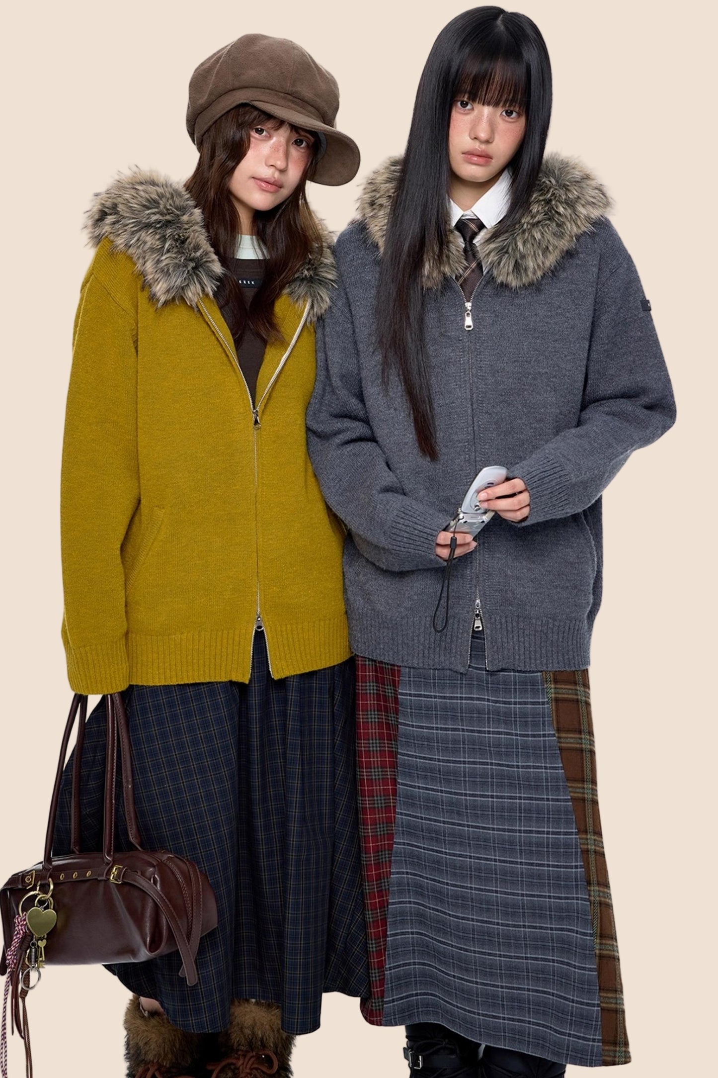 Vintage Knit Hooded Cardigan