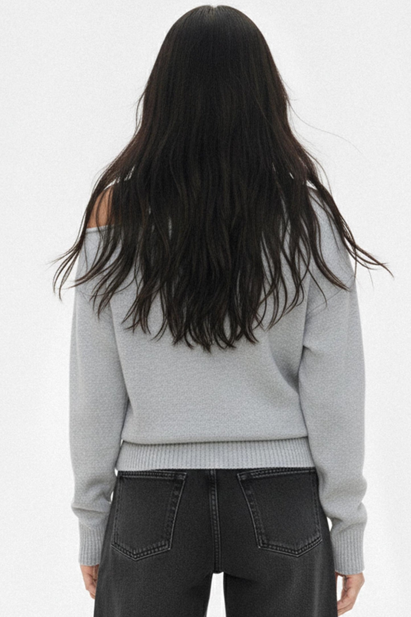 Contrasting Star Off-Shoulder Sweater