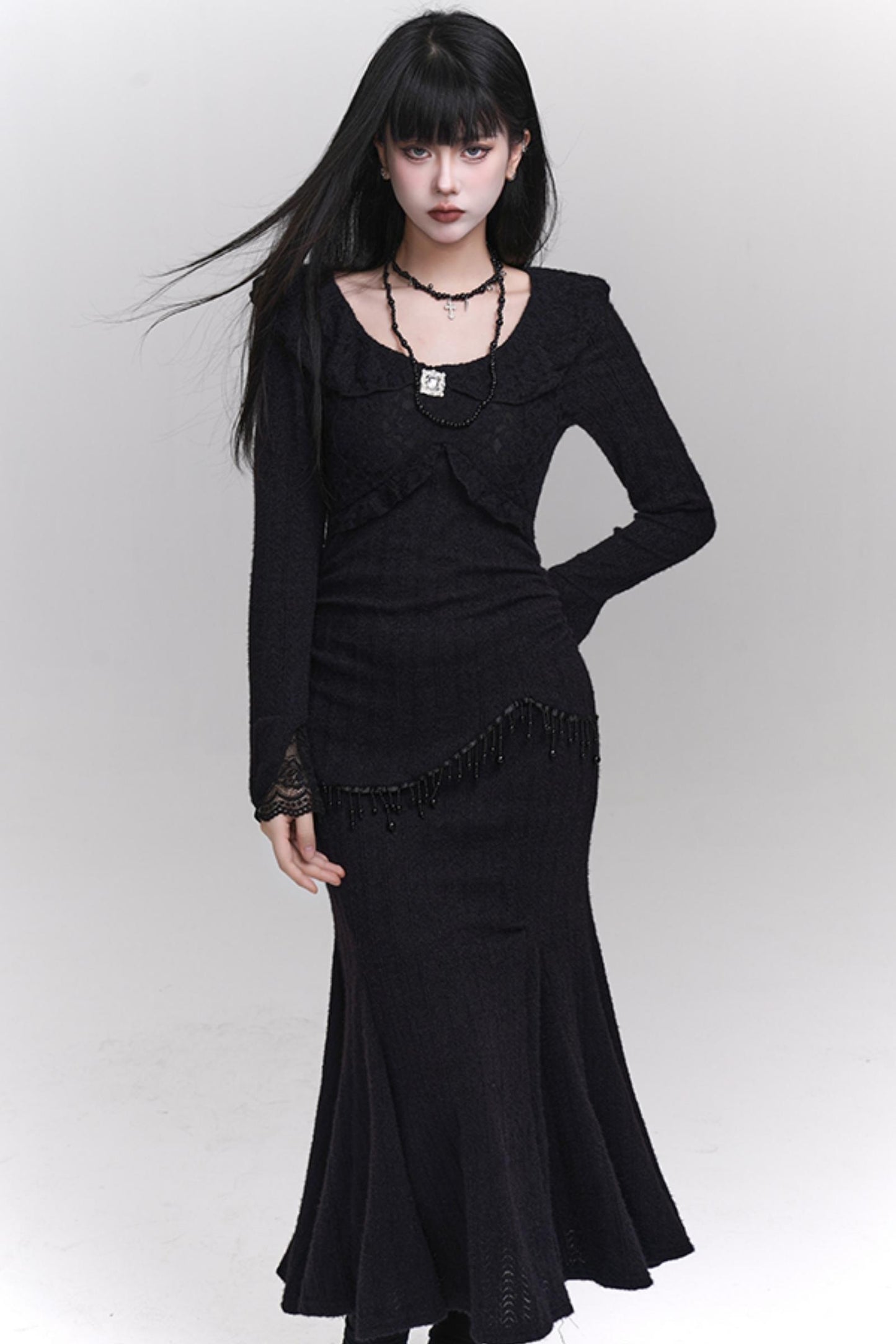 Long Black Knit Dress