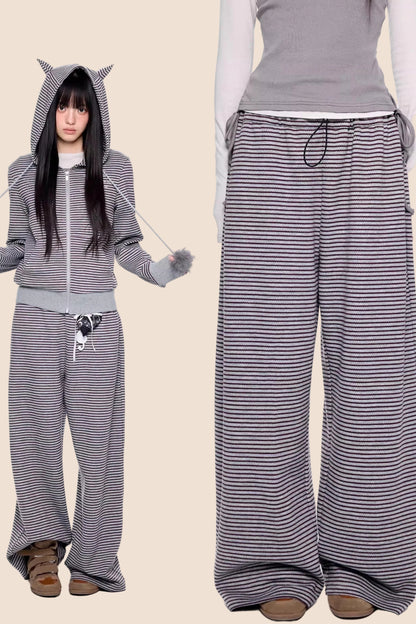 Little Devil Striped Hooded Jacket Set-Up