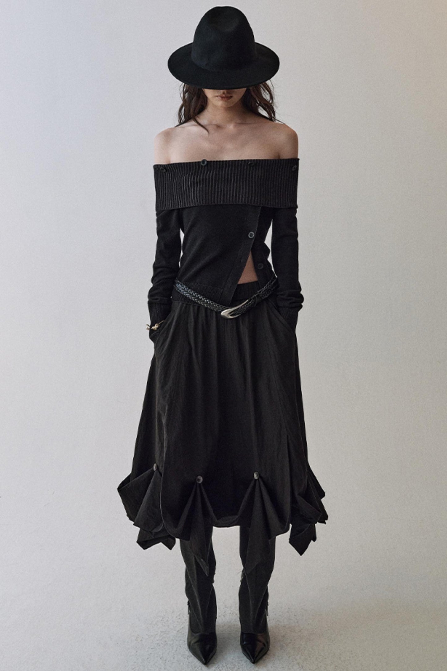 Light And Shadow One-shoulder Top