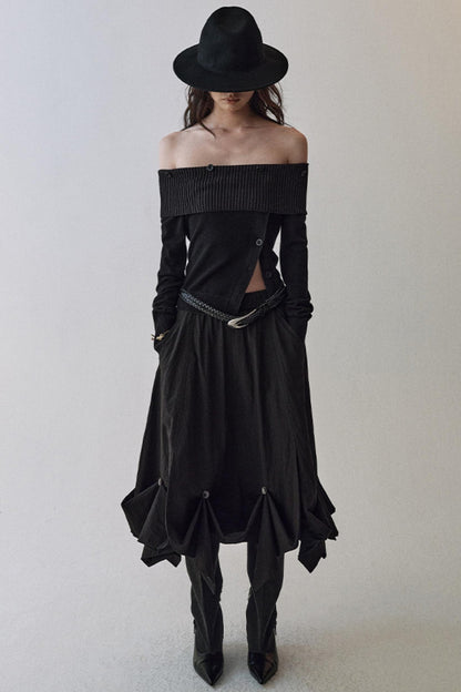 Light And Shadow One-shoulder Top