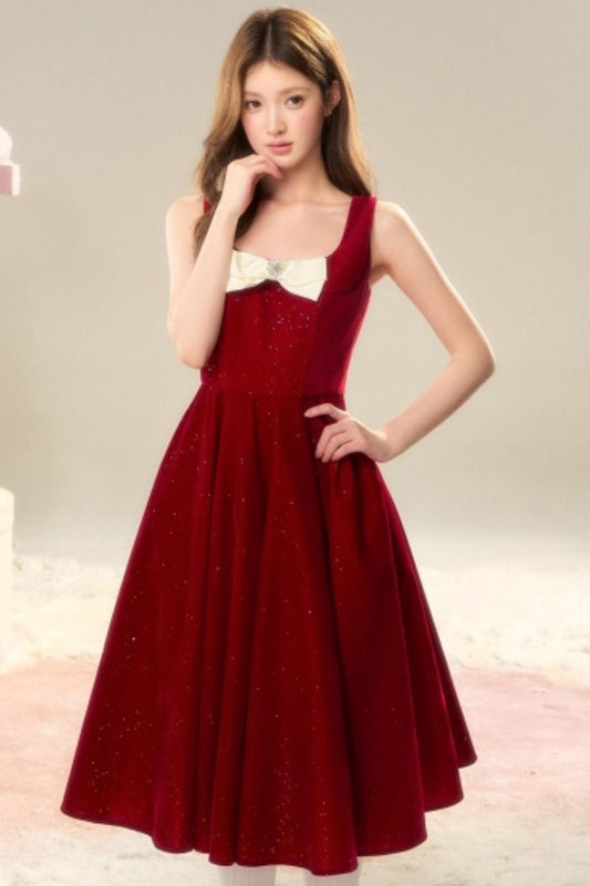 Red Velvet Bow Dress