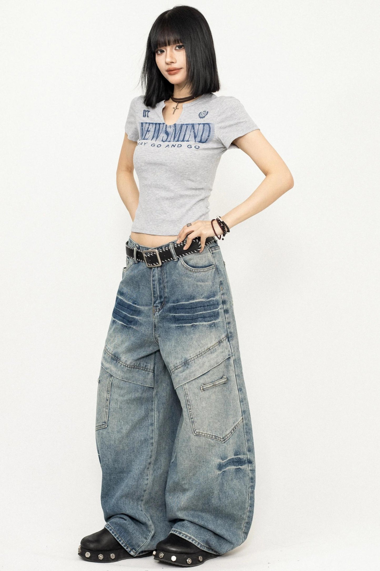 Wide-Leg Denim Jeans