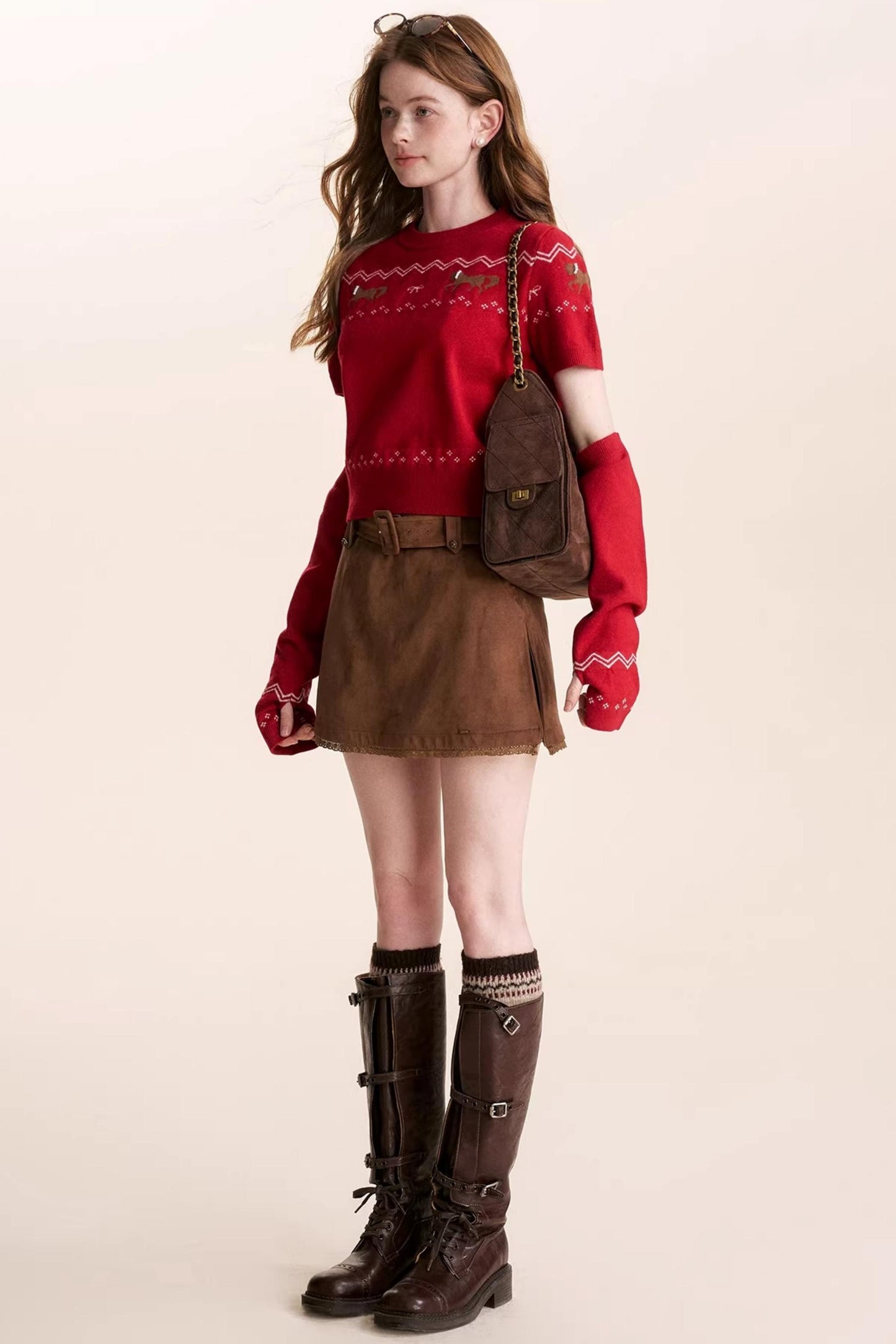 Fair Isle Pearl Knitwear Sweater Set