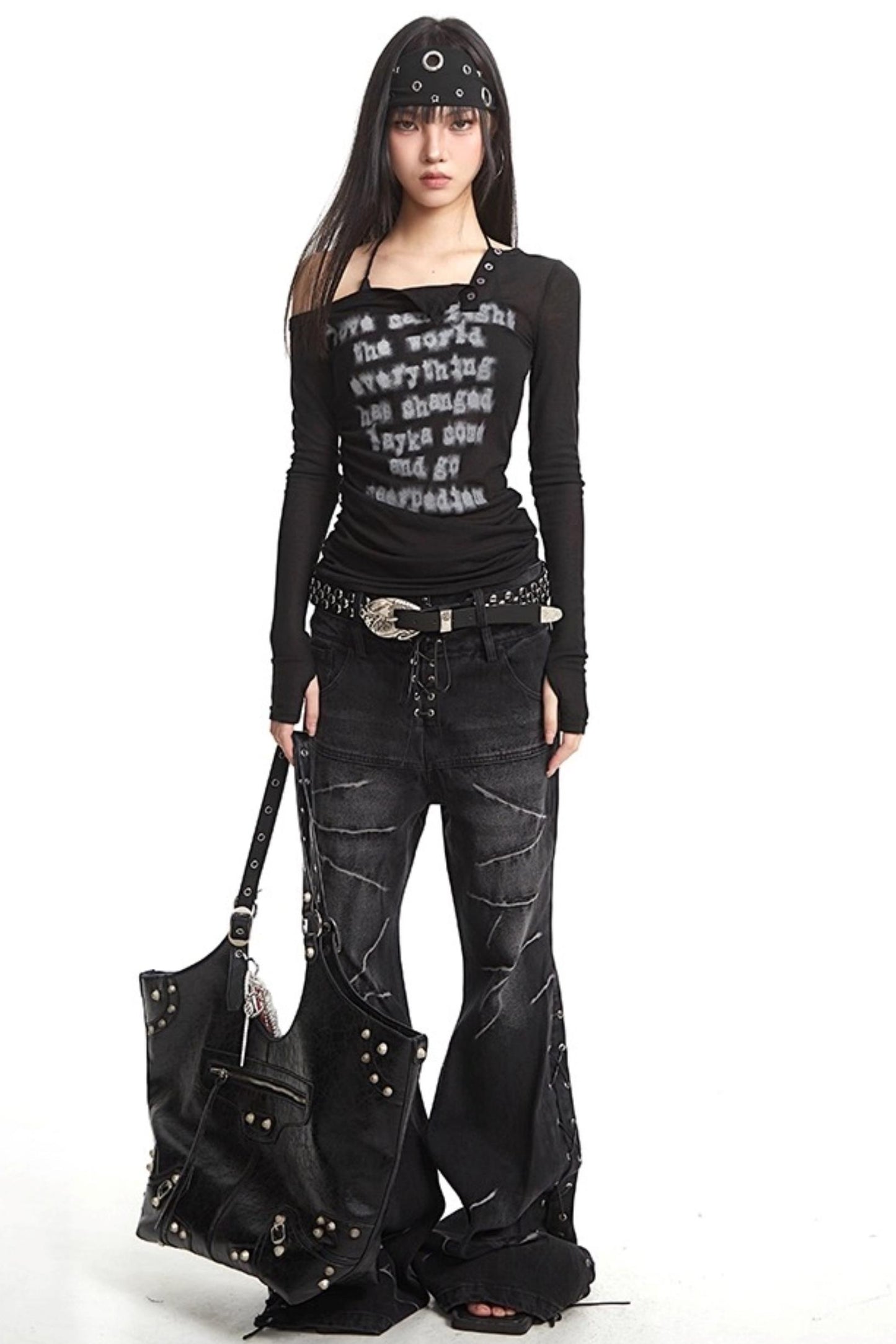 Floor-Length Denim Trousers