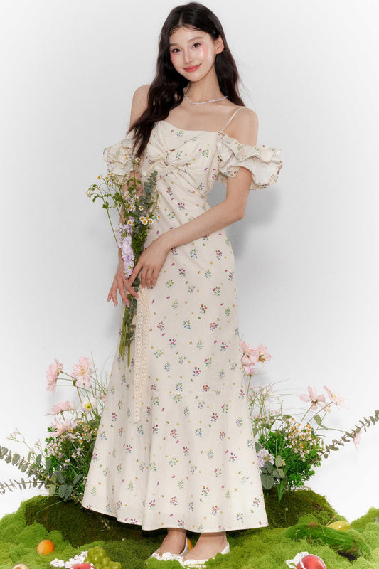 Summer Ruffle One-Shoulder Dress