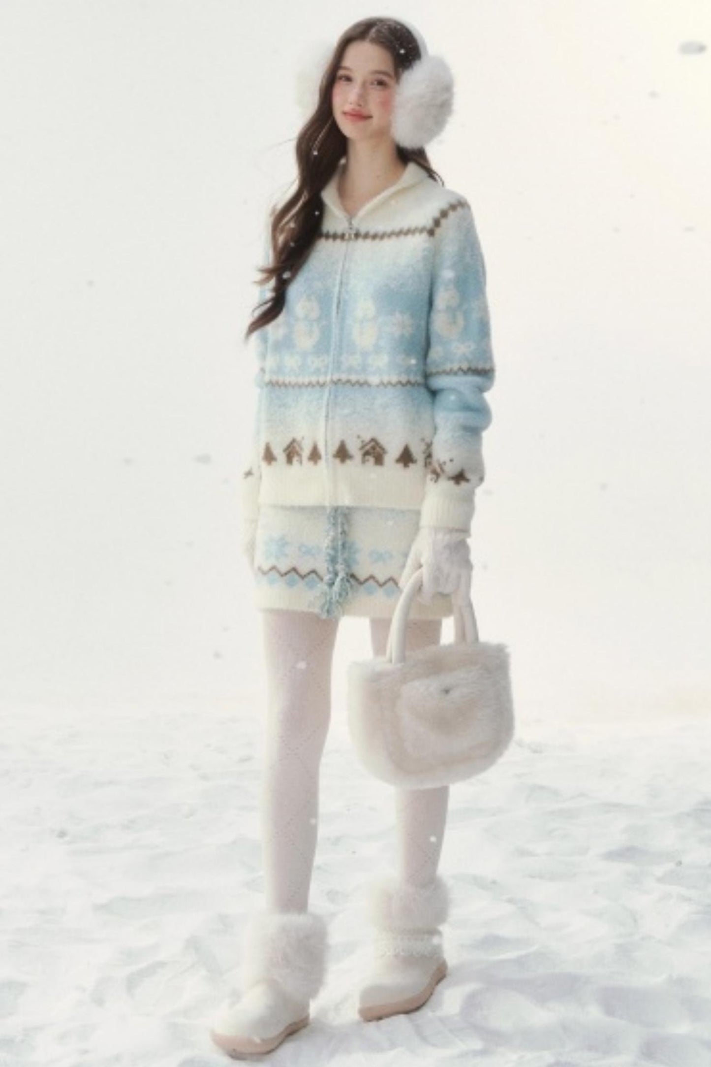 Fair Isle Mink Sweater Skirt Set-Up