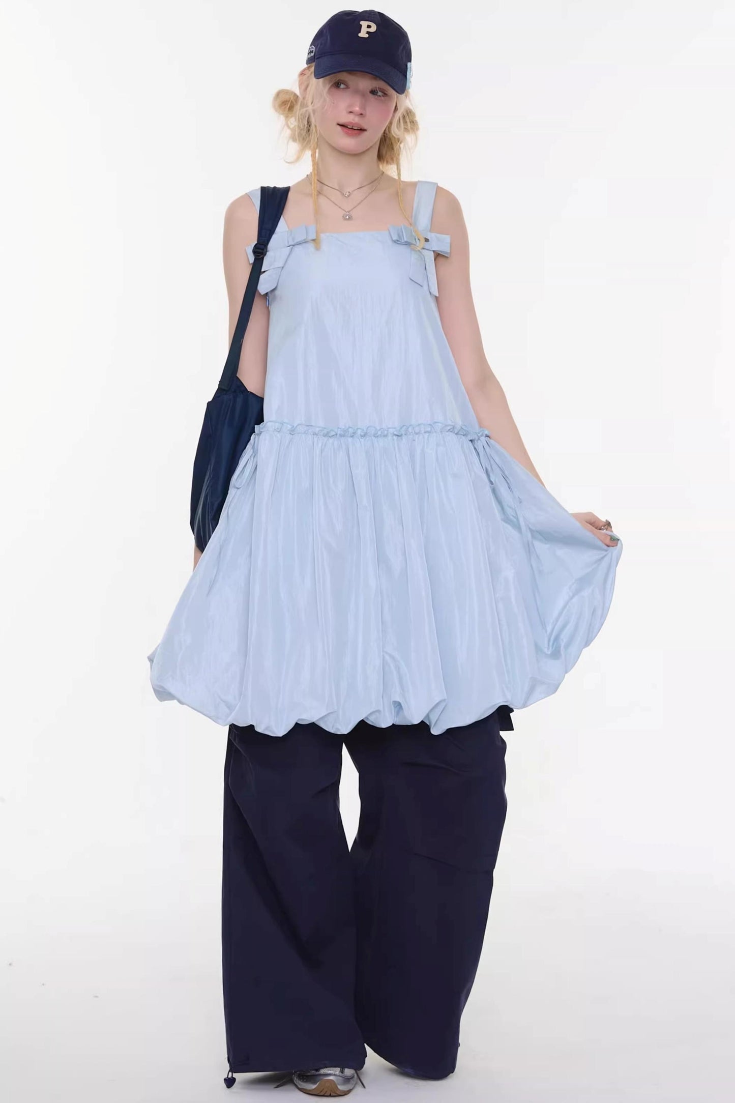 Summer Blue Bow-Tie Dress