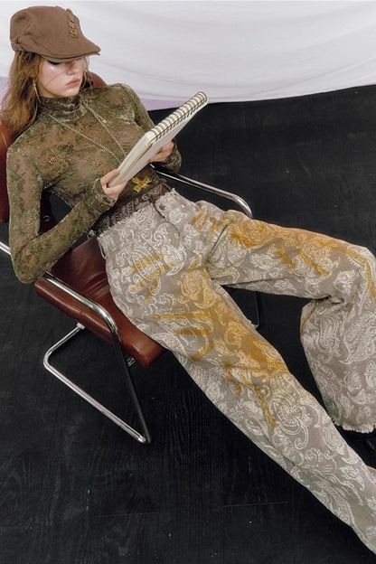 Rhinestone Velvet Jacquard Top