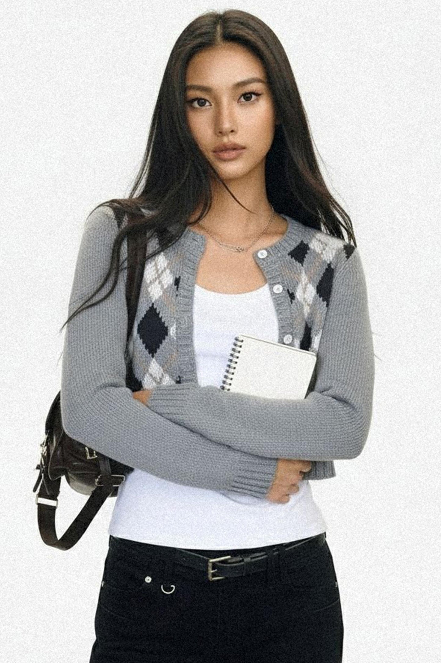 Contrasting Plaid Short Cardigan