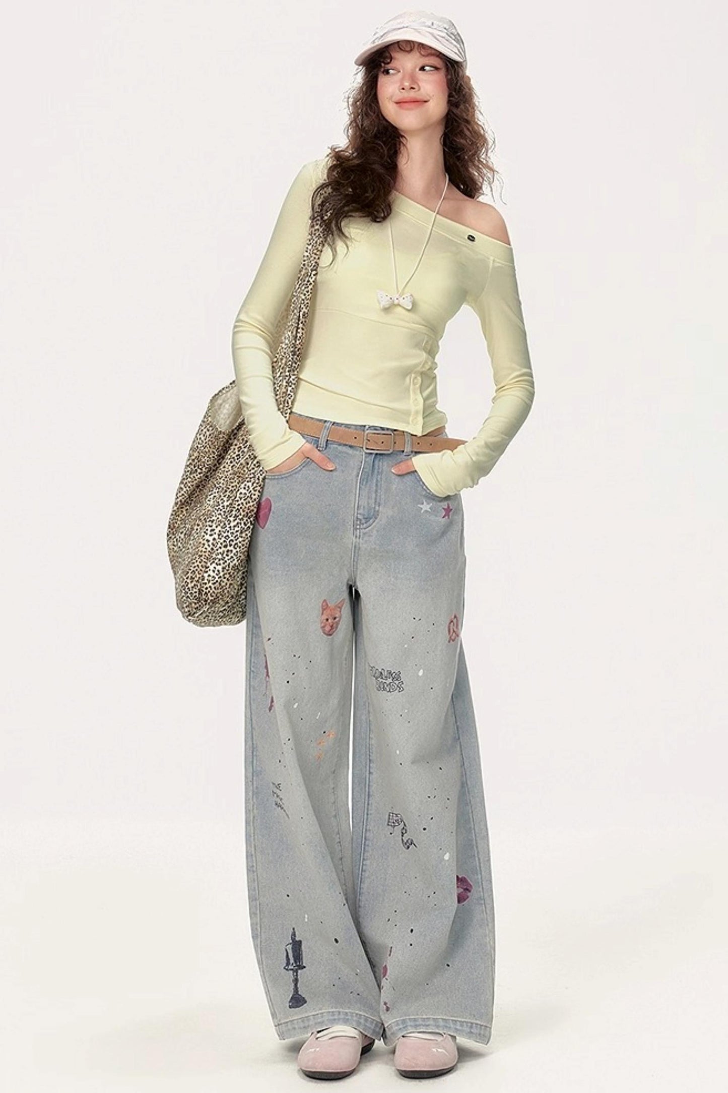Luxury Straight Denim Wide-Leg Pants