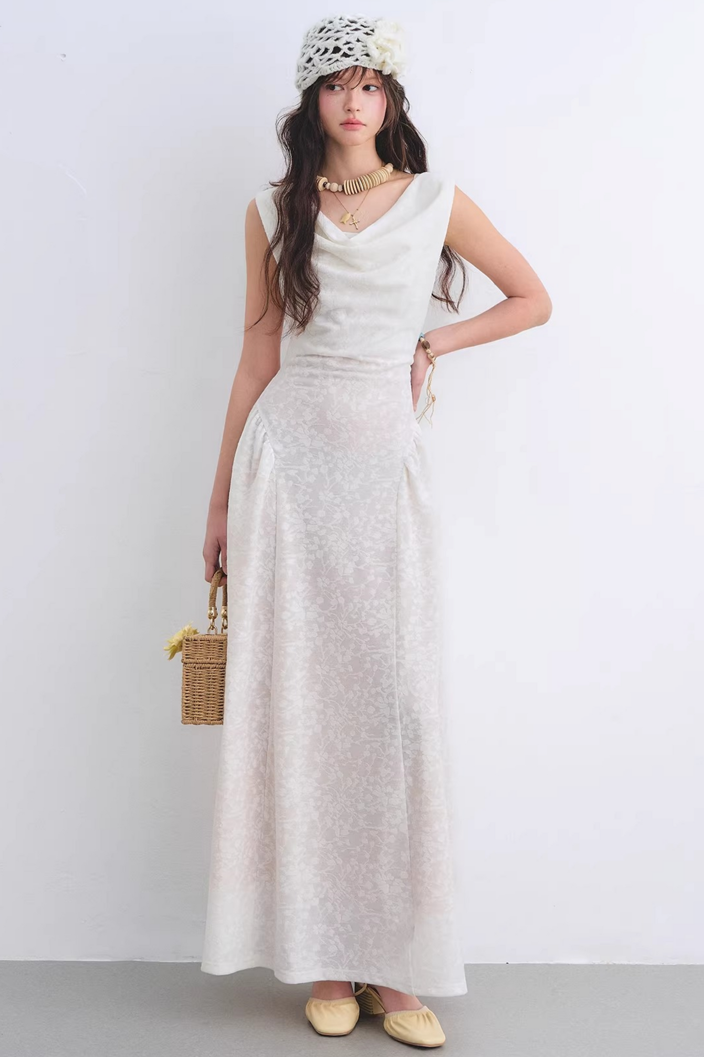Off-White Lace Jacquard Dress