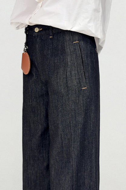 High Waist Split Straight Jeans