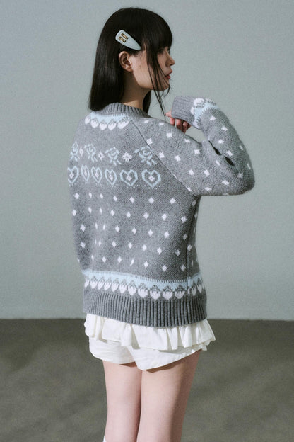 Fair Isle Wool Cardigan Top