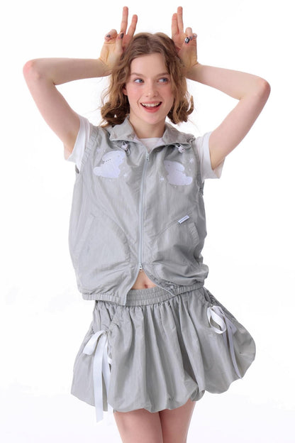 Rabbit Embroidery Hooded Cardigan