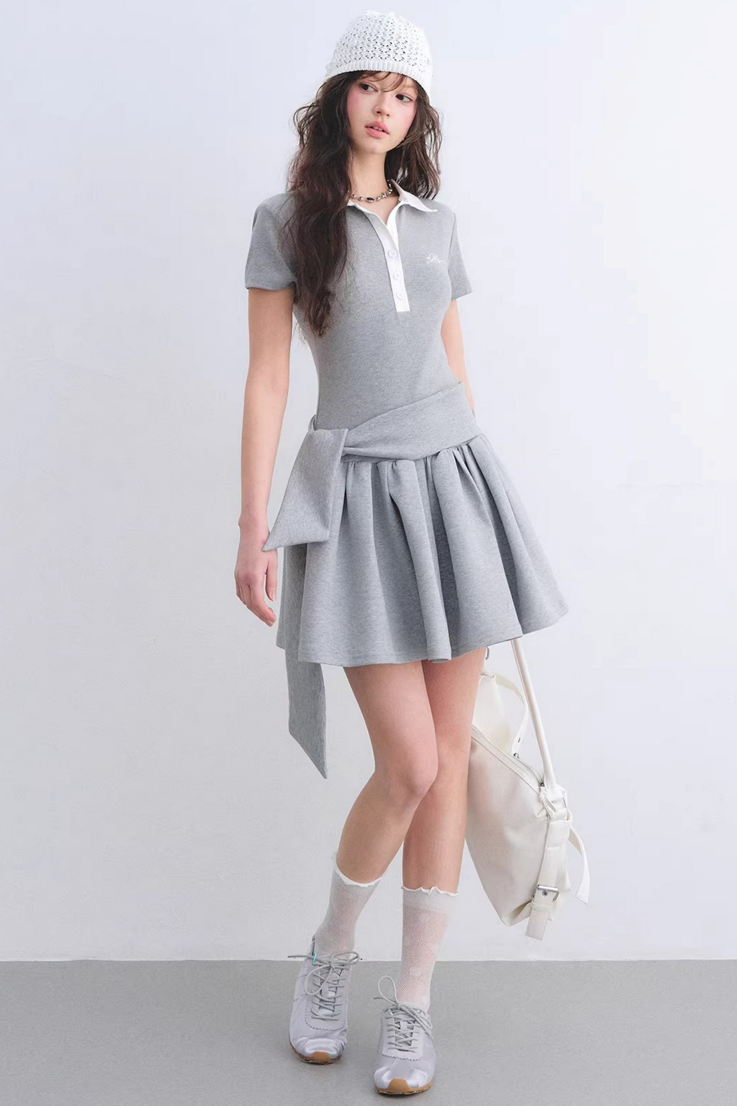 Contrasting Polo Puffy Dress