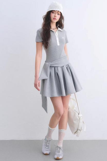 Contrasting Polo Puffy Dress