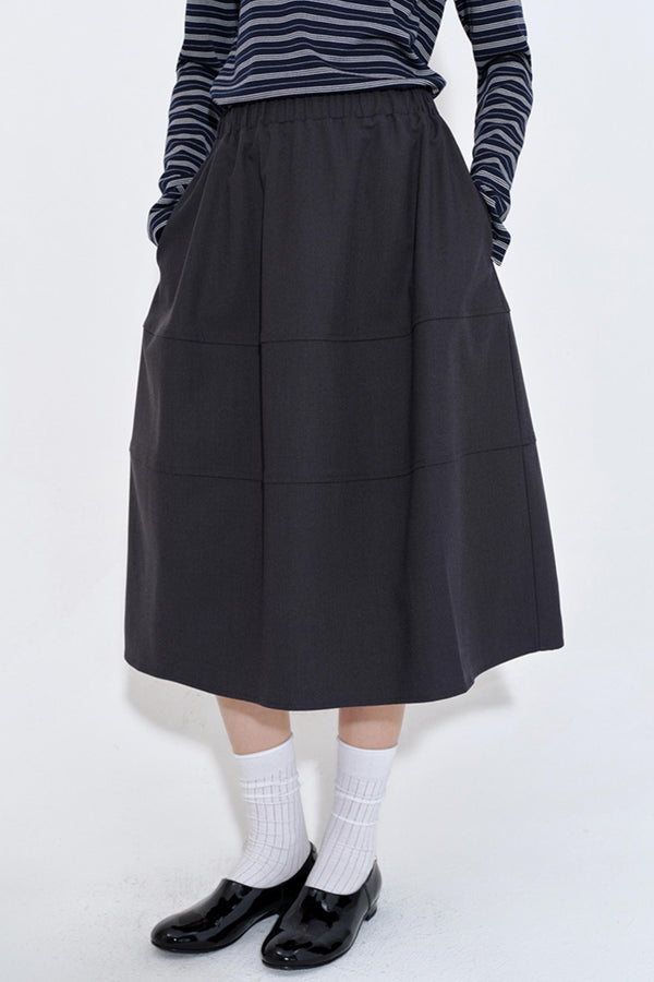 Versatile Airy Silhouette Elastic Waist Skirt