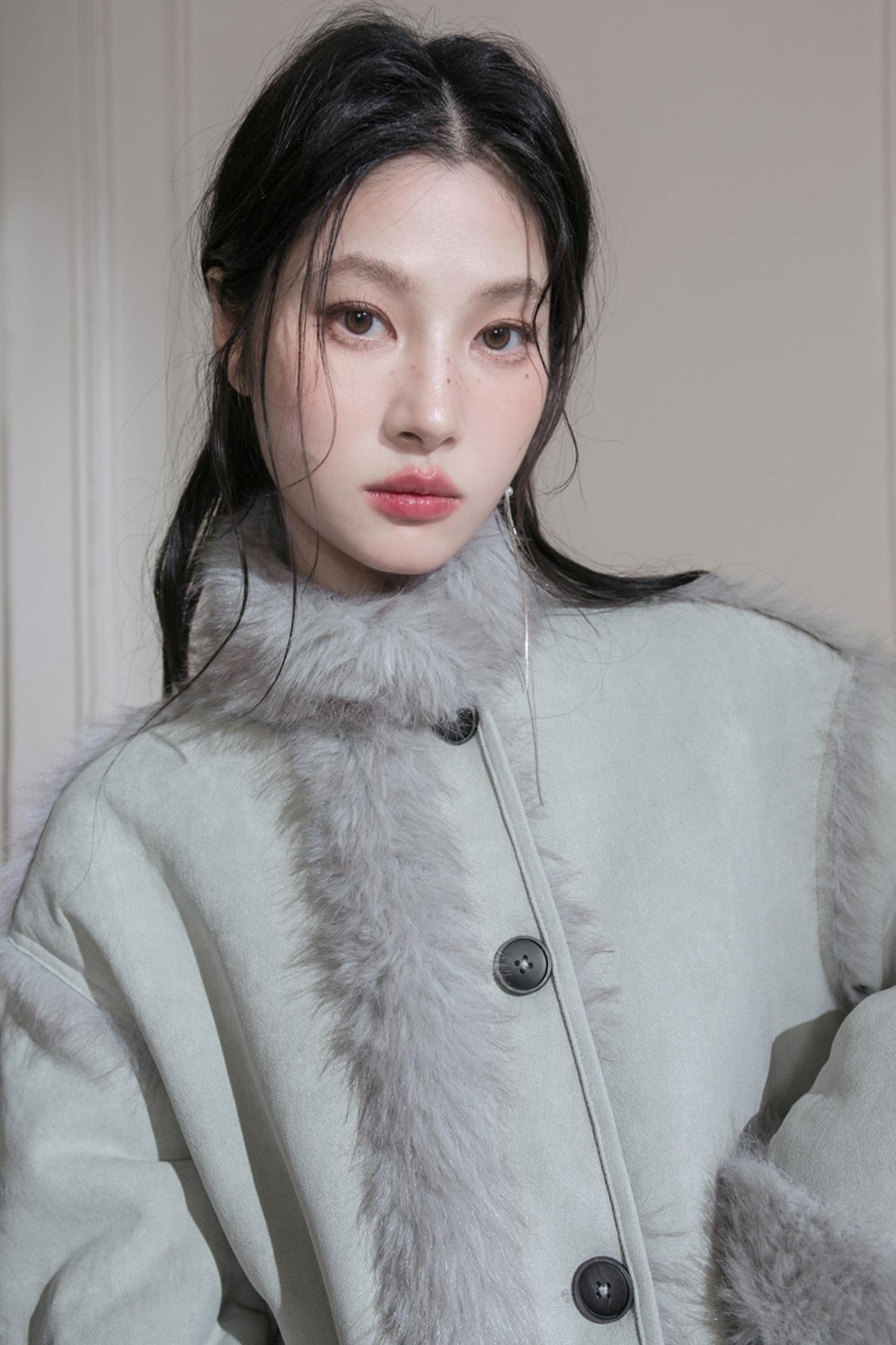 Frost Gray Reversible Fur Jacket