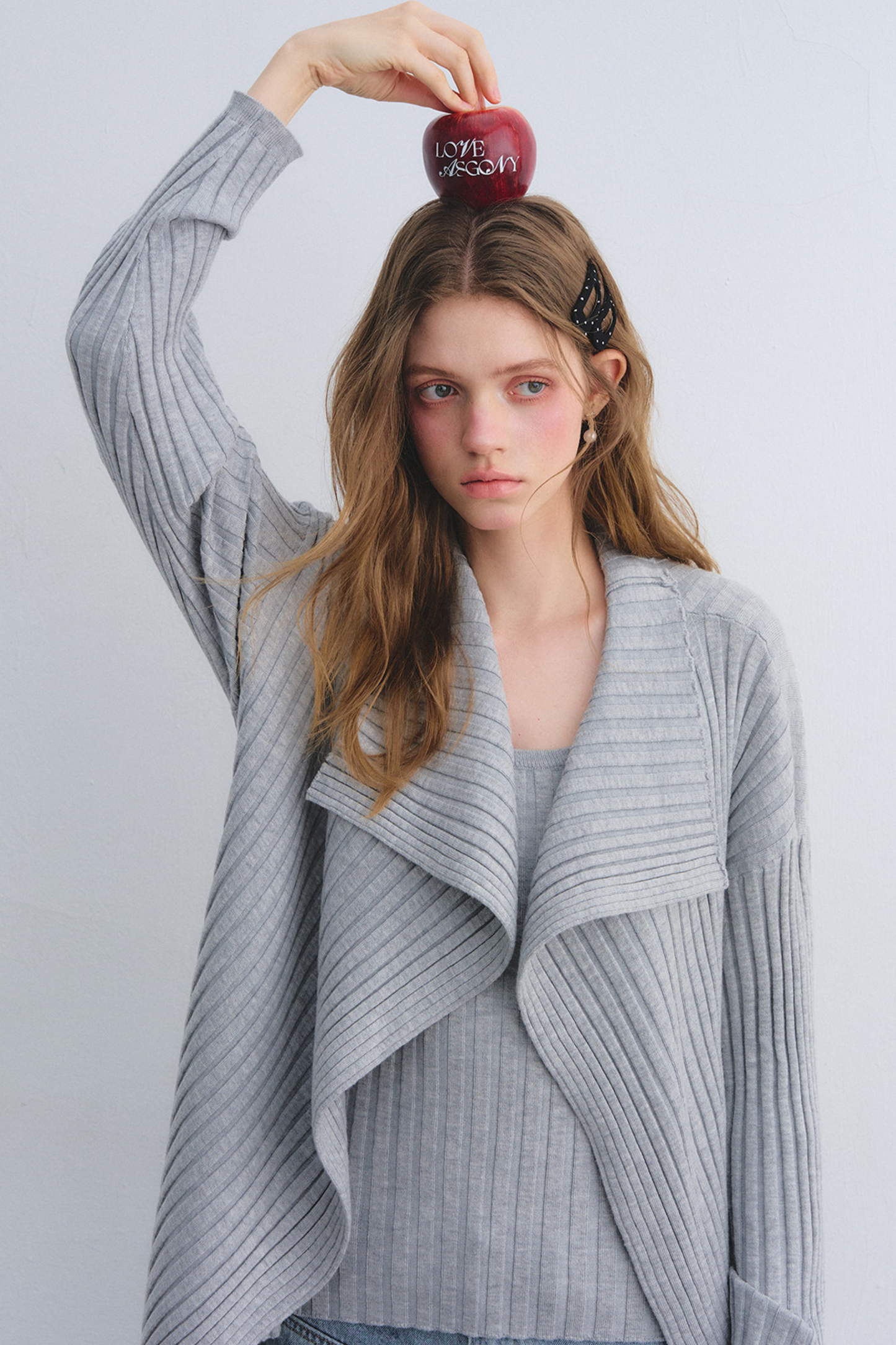 Wool Blend Cardigan Base Top Set