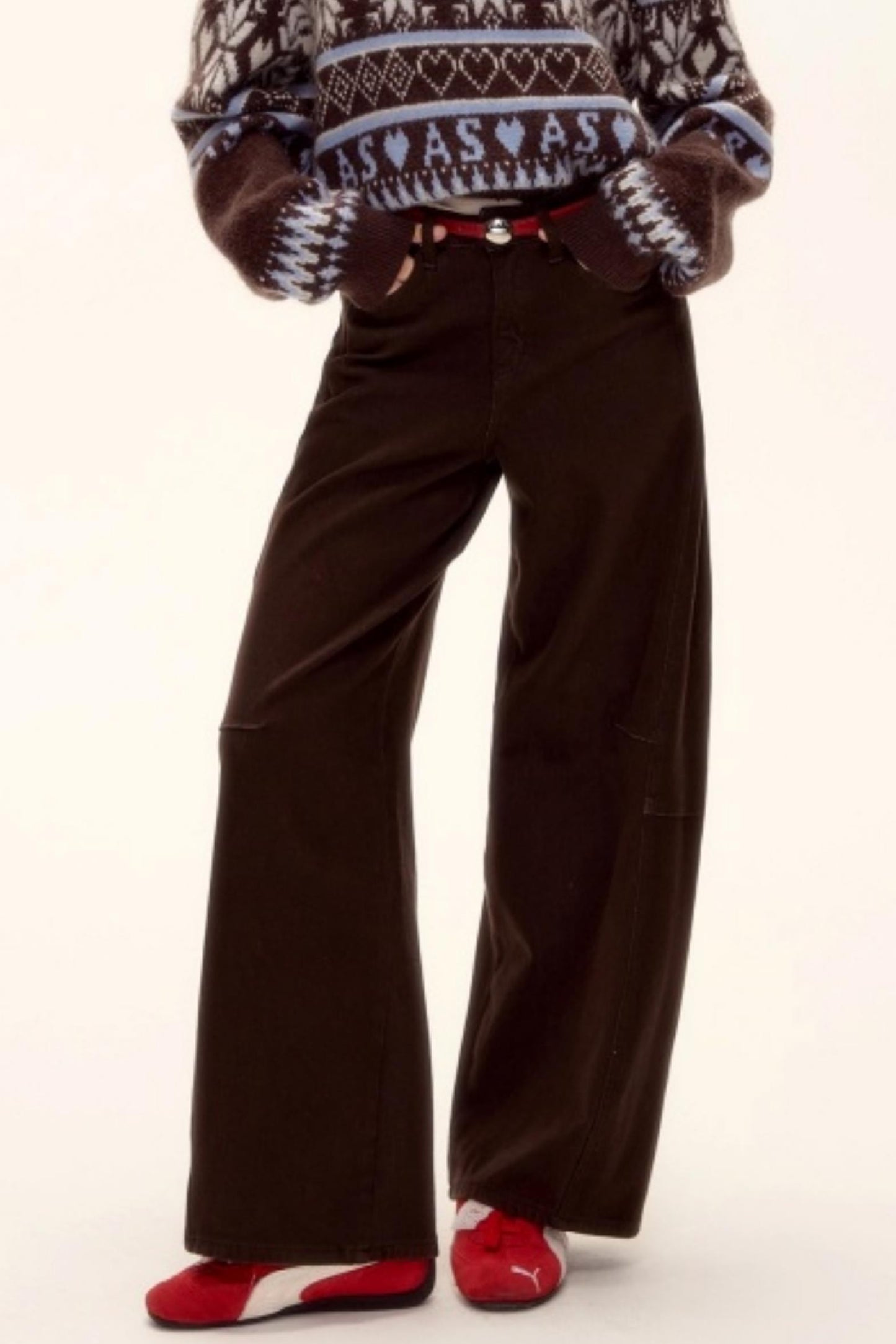 Scimitar Red Belt Denim Pants