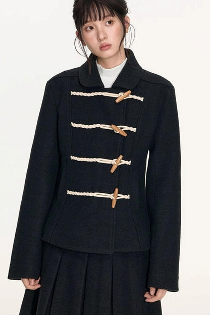 Slim Waist Woolen Coat Set-Up