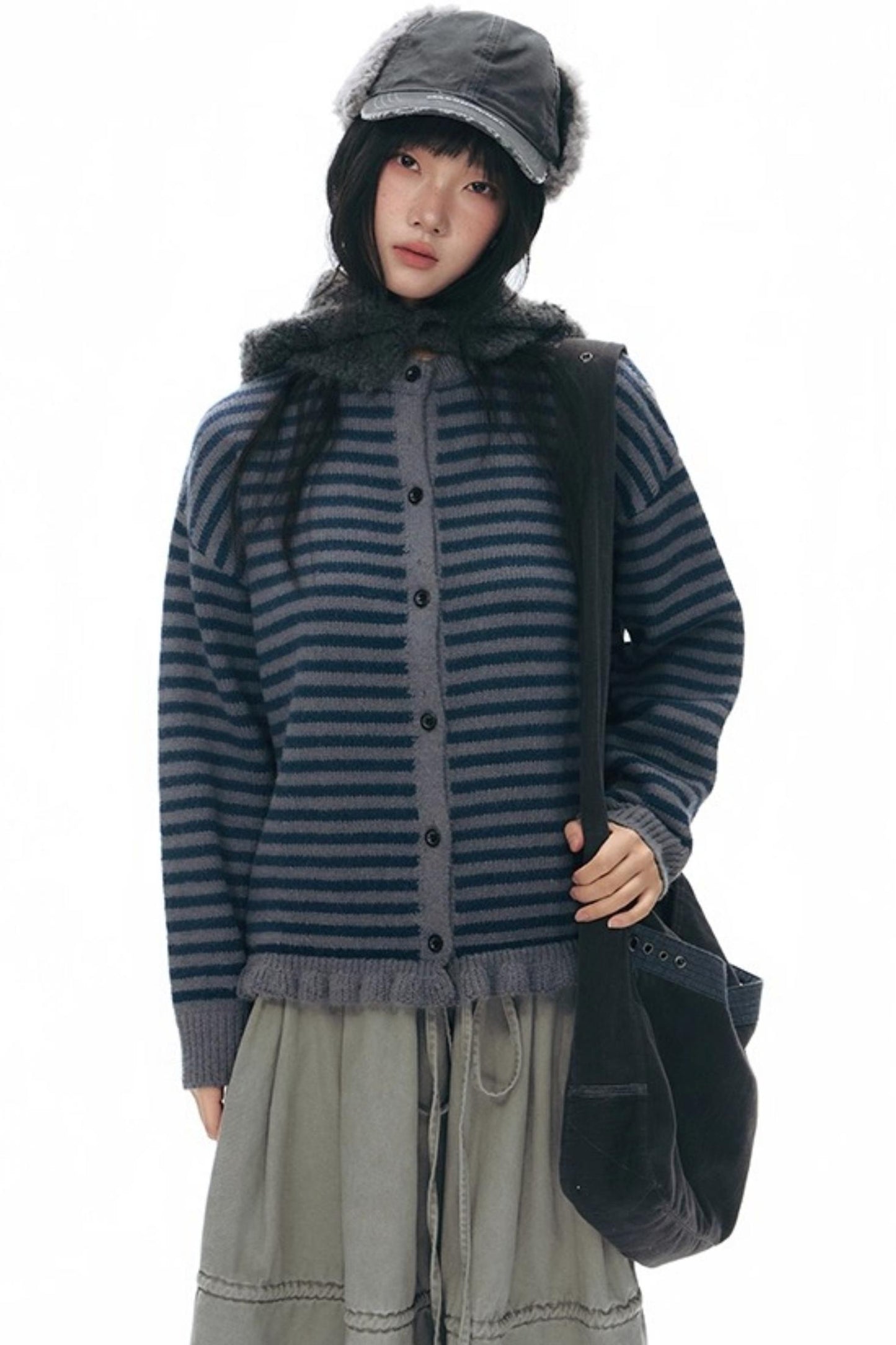 Vintage Striped Sweater Cardigan