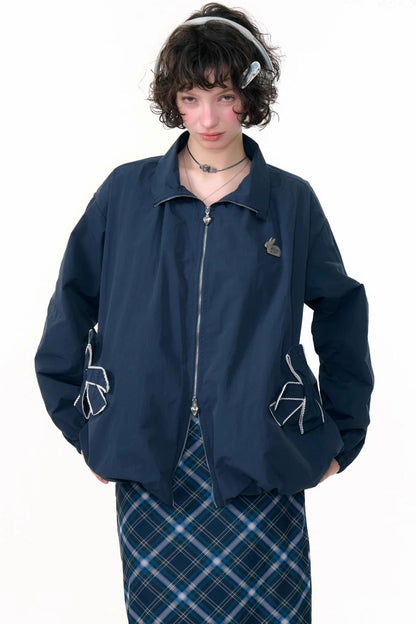 Autumn Winter Dark Blue Jacket