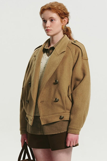 Vintage Camel Cropped Wool Coat