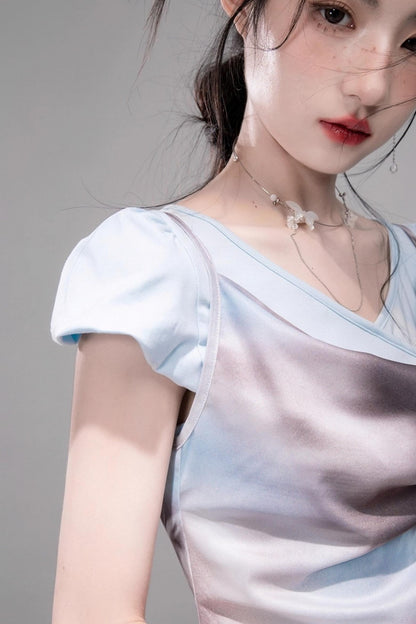 Twilight Sky Blue Swing Dress Set-Up