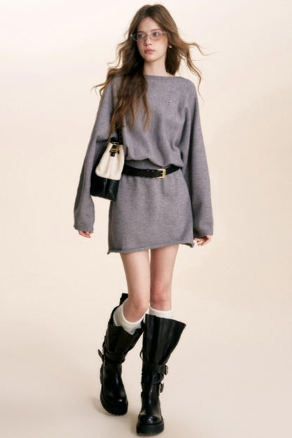 French Knit Off-Shoulder Dress