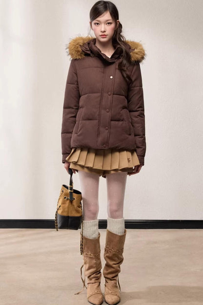 Stand-Up Fur Collar Down Jacket