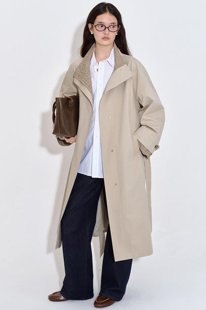 Special Split Plaid Trench Coat