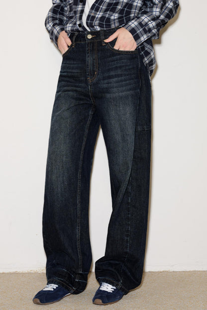 Washed Whiskered Denim Pants