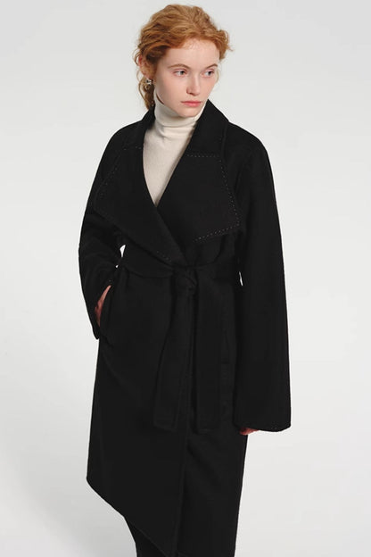 Square Collar Soft Wool Tweed Coat