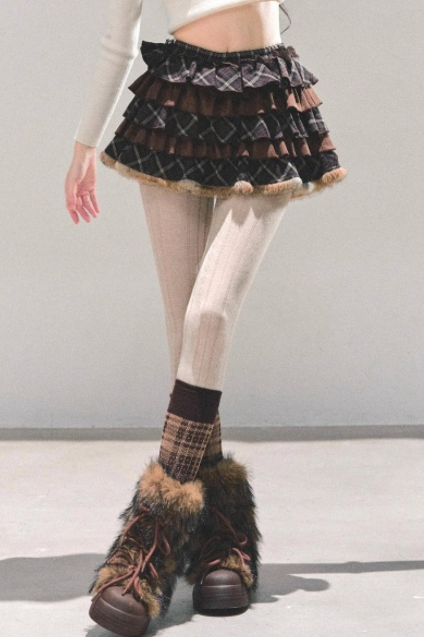 Maillard Poetry Plaid Skirt