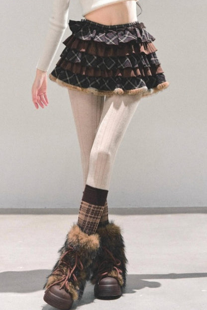 Maillard Poetry Plaid Skirt