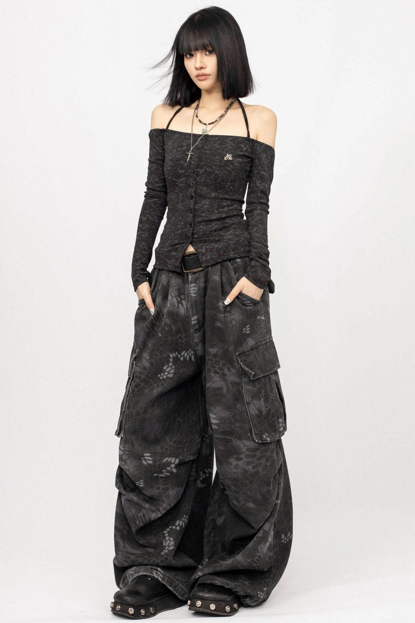 American Spice Girl One-Shoulder Long Sleeve Top